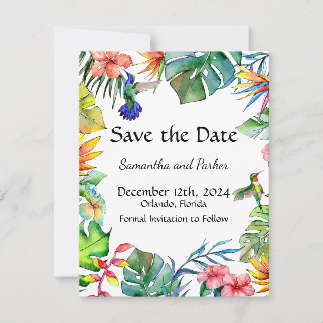 Tropical Paradise Theme Save The Date (Front)