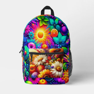 Tropical Paradise: Vibrant Fruit & Flower Fusion Printed Backpack