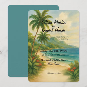 Tropical Paradise Watercolor Wedding Invite