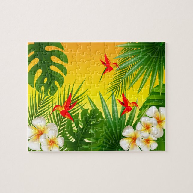 Tropical Paradise with Little Hummingbirds Jigsaw Puzzle (Horizontal)
