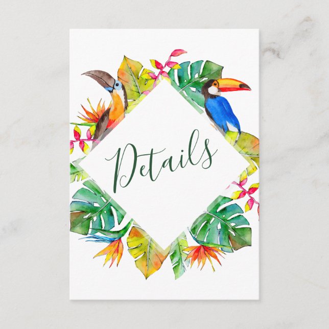 Tropical Paradise Wreath Details Wedding Enclosure Card (Front)