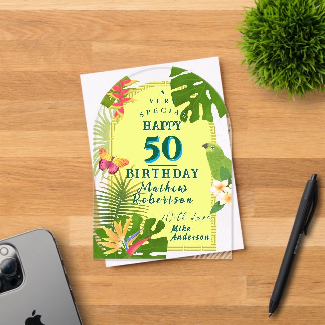 Tropical Paradise Yearly Birthday Card Acrylic Invitations (Insitu (Invitation Card))