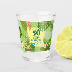 Tropical Paradise Yearly Birthday Green Shot Glass