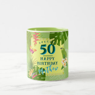 Tropical Paradise Yearly Birthday Two-Tone Coffee Mug