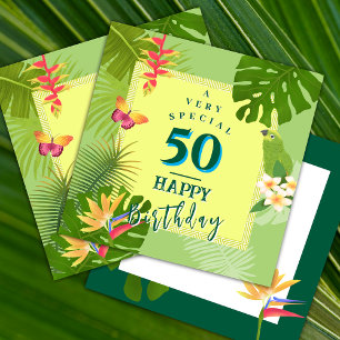 Tropical Paradise Yearly Green Birthday Card