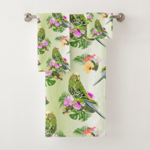 Tropical Parakeets Bath Towel Set