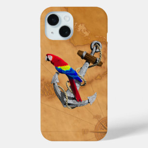 Tropical Parrot And Anchor iPhone 15 Case