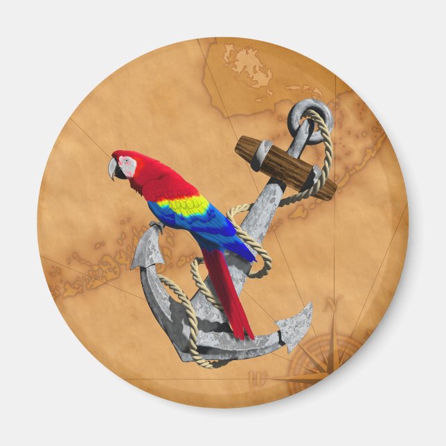 Tropical Parrot And Anchor Magnet (Front)
