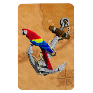 Tropical Parrot And Anchor Magnet