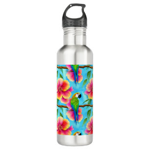 Tropical Parrot and Flower Pattern  710 Ml Water Bottle