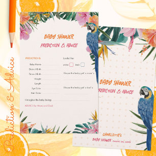 Tropical Parrot Baby Shower Prediction Advice Game
