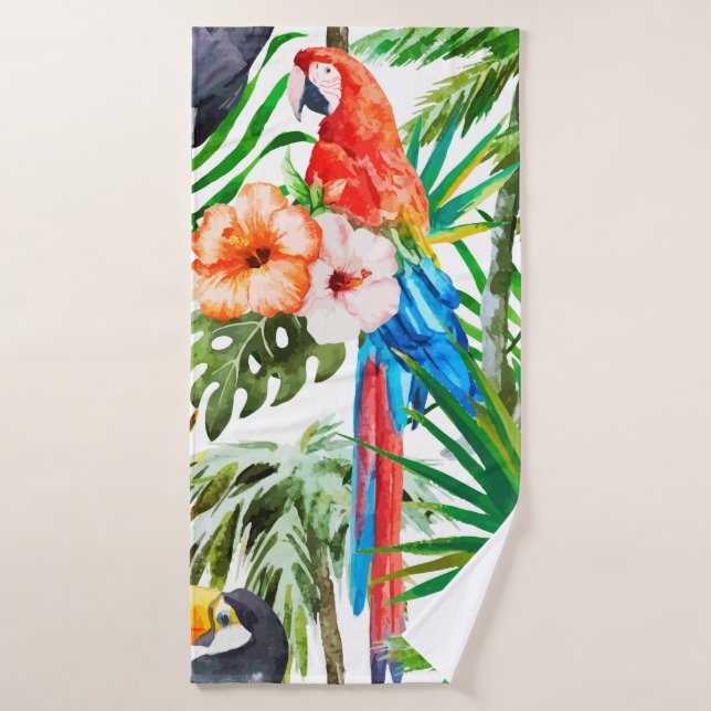 Tropical parrot bath towel (Bath Towel)