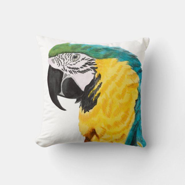 Tropical Parrot Bird Cushion (Front)