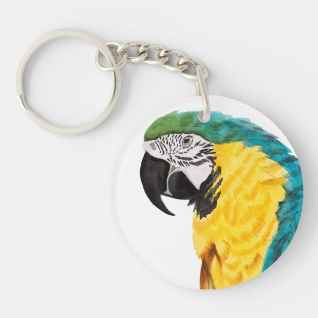 Tropical Parrot Bird Key Ring (Front)