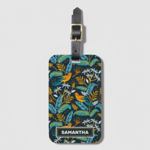 Tropical Parrot Birds & Colourful Leaves Pattern Luggage Tag