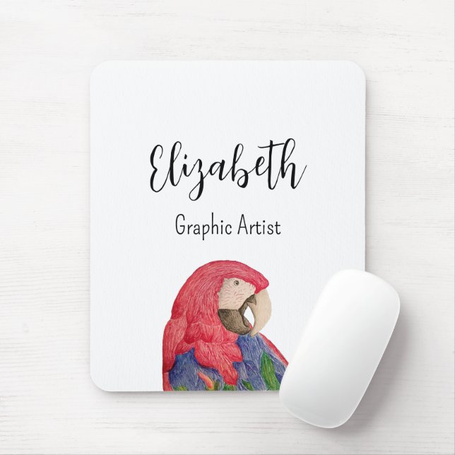 Tropical Parrot Colourful Macaw Drawing Mouse Pad (With Mouse)