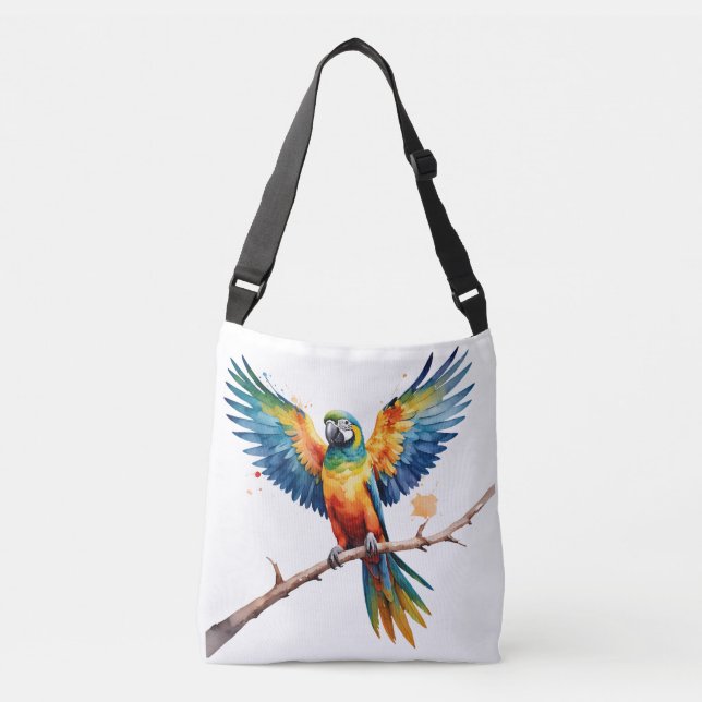 Tropical Parrot Crossbody Bag (Front)