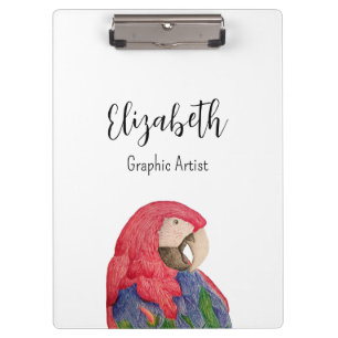 Tropical Parrot Illustration Colourful Macaw Clipboard