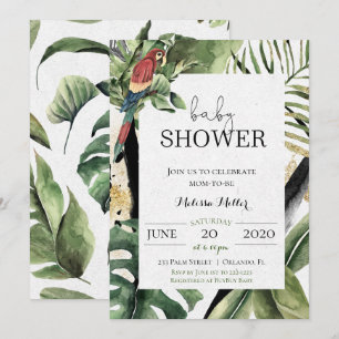 Tropical Parrot Jungle Baby Shower Invitation