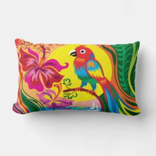 Tropical Parrot Paradise Lumbar Cushion