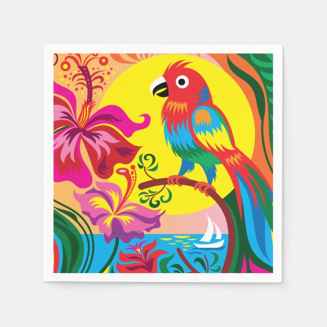 Tropical Parrot Paradise Napkin (Front)
