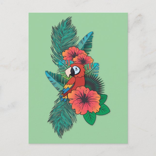 Tropical Parrot Postcard (Front)