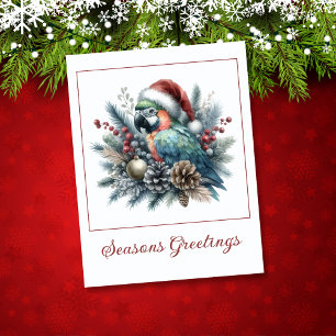 Tropical Parrot Seasons Greetings Christmas  Card