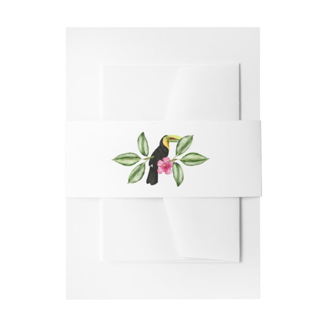 Tropical Parrot Wedding Belly Band Invitation Belly Band (Front Example)