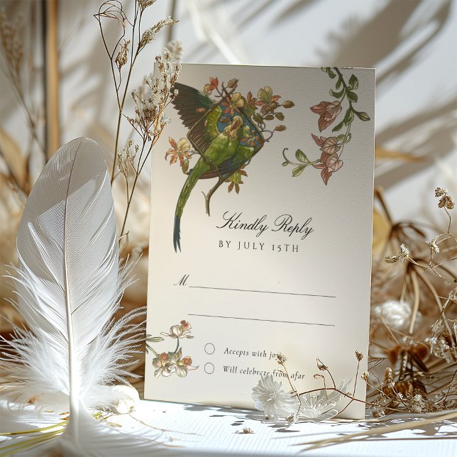 Tropical Parrot Wedding RSVP Card (Creator Uploaded)