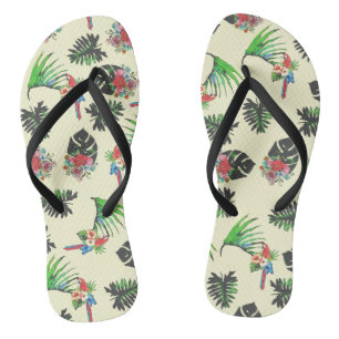 Tropical Parrots and Floral Pattern Thongs