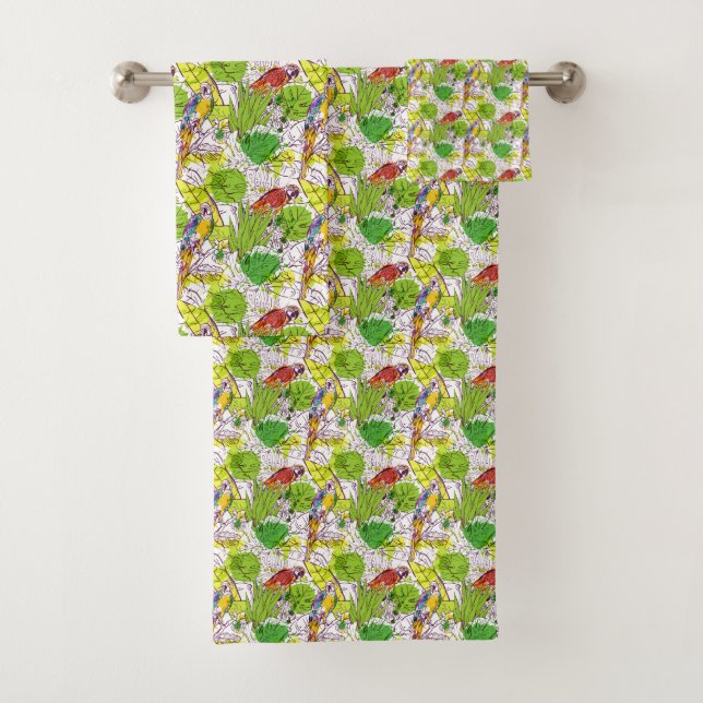 Tropical Parrots Bath Towel Set (Insitu)
