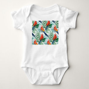 Tropical Parrots: Lush Palm Seamless Baby Bodysuit