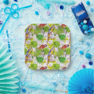 Tropical Parrots Paper Plate