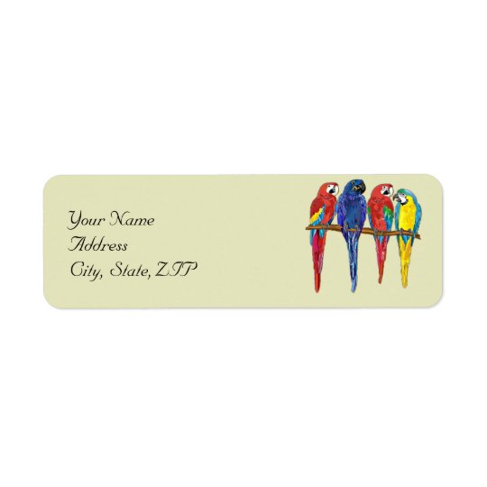Tropical Parrots Return Address Label