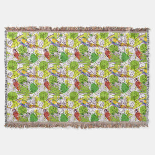 Tropical Parrots Throw Blanket