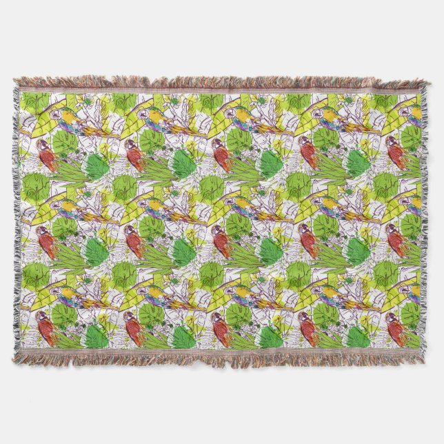 Tropical Parrots Throw Blanket (Front)