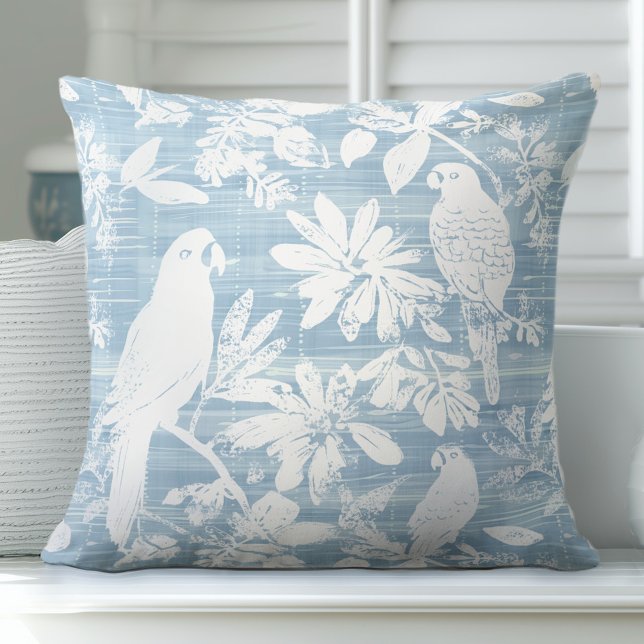 Tropical Parrots Throw Pillow (Creator Uploaded)