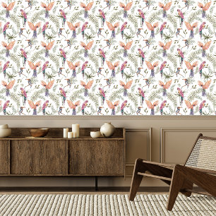Tropical Parrots Toucans Birds Exotic Watercolor Wallpaper