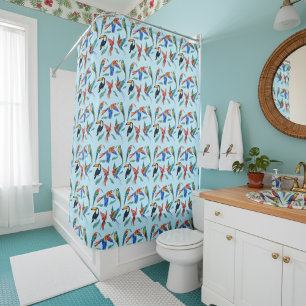 Tropical Parrots & Toucans Shower Curtain – Exotic