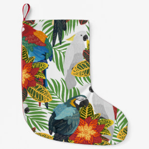 Tropical parrots, vintage seamless pattern. small christmas stocking