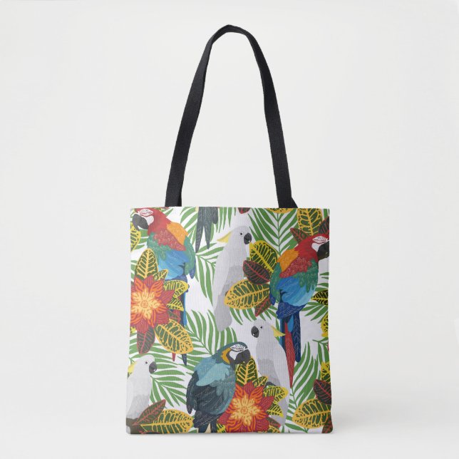 Tropical parrots, vintage seamless pattern. tote bag (Front)