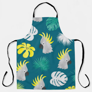 Tropical Parrots: Watercolor Summer Scene Apron