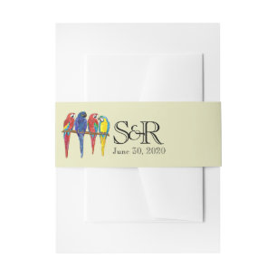 Tropical Parrots Wedding Belly Band Invitation Belly Band