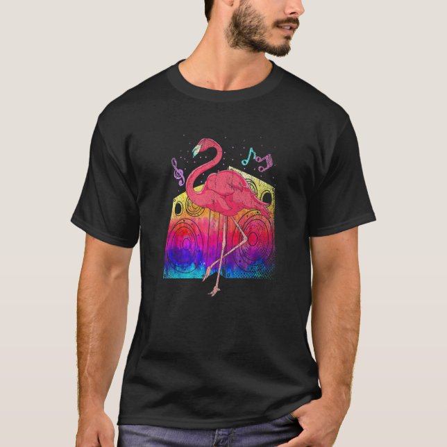Tropical Party Animal Cool Exotic Bird Music Pink  T-Shirt (Front)