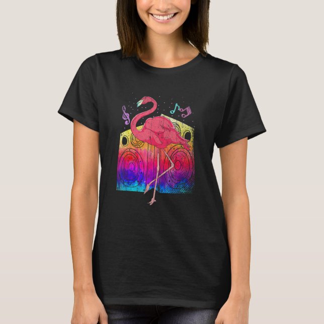 Tropical Party Animal Cool Exotic Bird Music Pink  T-Shirt (Front)