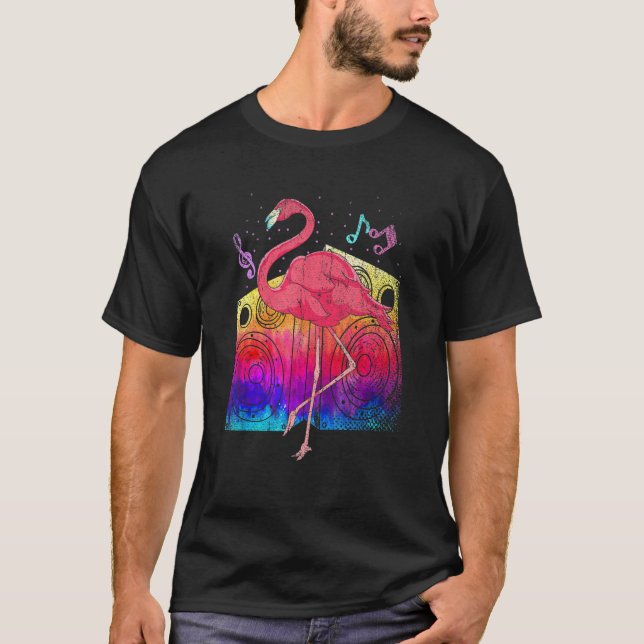 Tropical Party Animal Cool Exotic Bird Music Pink  T-Shirt (Front)