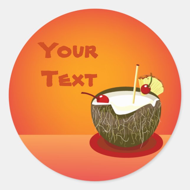 Tropical Party Coconut Drink Sticker (Front)