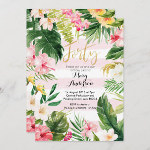Tropical party forty 40th Birthday Invitation