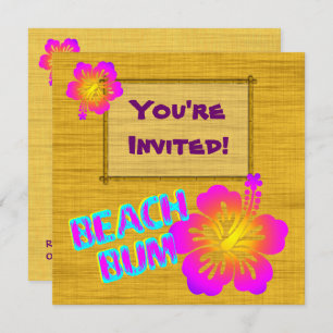 Tropical Party Hibiscus Flower Custom Invitations