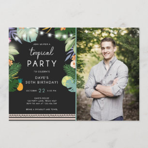 Tropical Party Luau Aloha Man Birthday Invitation